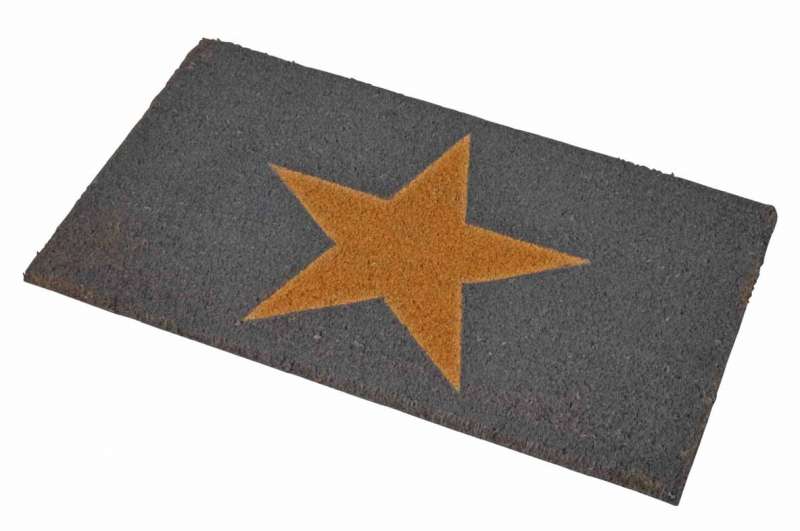 Bloomingville Kokos-Fußmatte mit schwarzem Stern Türmatte Eingangsmatte 